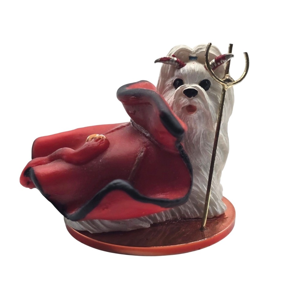 Hand Painted Shih Tzu White Little Devil Dog‎ Figure Collectible Keepsake Gift